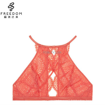 2017 HOT DESIGN womens latest fashion new design beautiful crochet lace high neck keyhole sexy lace bra bralette